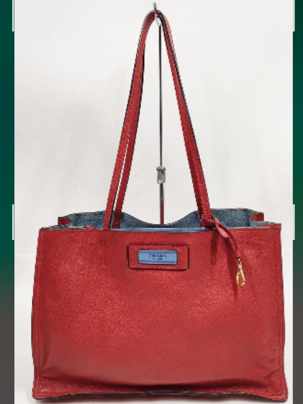 Prada Red Etiquette tote in Glacé calf leather GUC Retails $2200 with COA